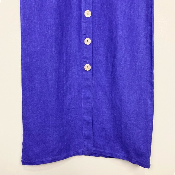 Vintage 100% Linen Maxi Dress Women’s Size S Button Front Straight Shift Column - Picture 5 of 9